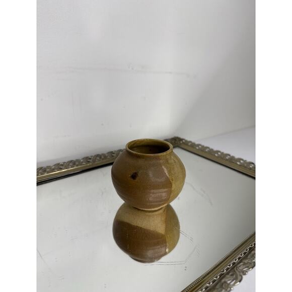 vintage miniature earth toned organic pottery vase - Picture 2 of 7